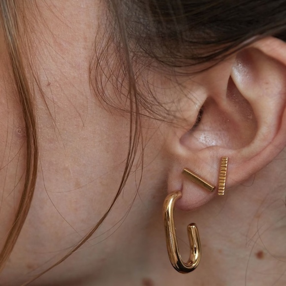 Madewell Tumba Capsule Hoop Earring half hoops gold